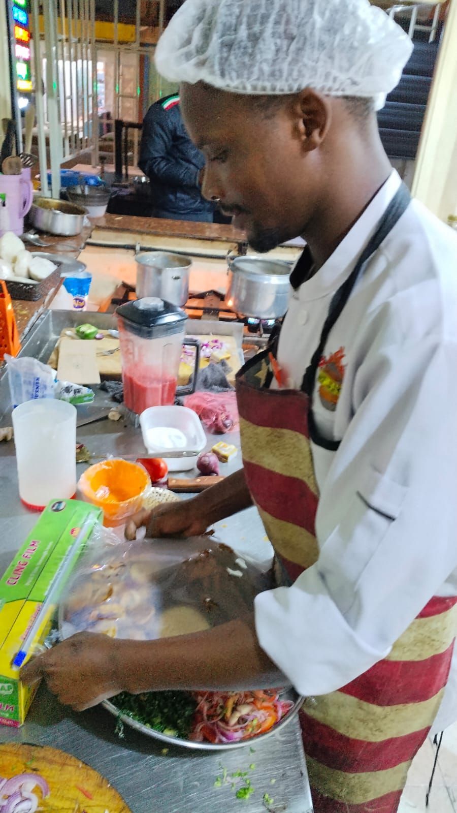 Our chef preparing a platter in the kitchen